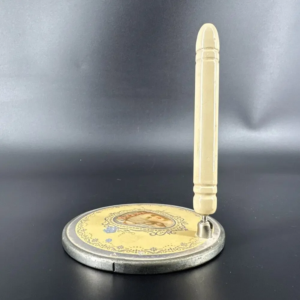 Vtg 1920's French Hand Held Round Vanity Mirror Marie Antoinette Adjustable